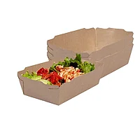 Контейнер бумажный Crystal Box 800мл без крышки 207х130х55мм, Double kraft с прямым дном (50 шт.)