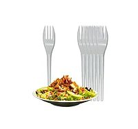 Вилка пластиковая 16,5см, белая (компакт) (100 шт.)
