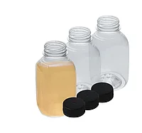 Бутылка пластиковая 0,3л d-38мм квадратная, с черной крышкой (250 шт.)