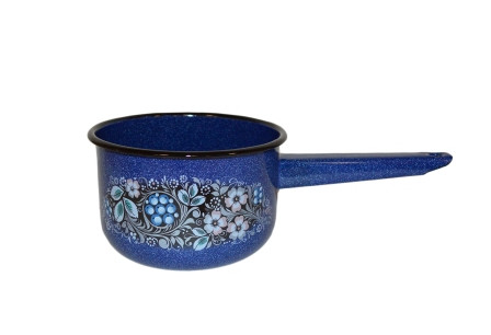 Ковш кухонный эмалированный 1,5 л, Стальэмаль 1с42с, Голубика синий, с зерном, фото 1