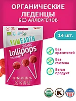 Леденцы органические фруктовые на палочке со вкусом клубники 14 штук,87 грамм