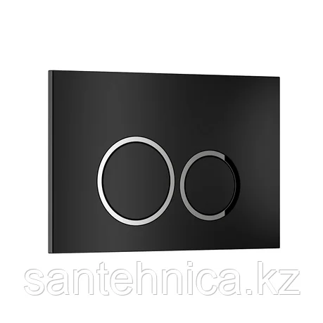 Кнопка смыва WAVE W2 универсальная ЧЕРНАЯ АБС круглая, фото 1