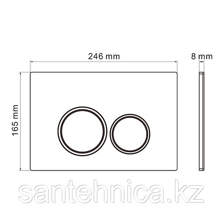 Кнопка смыва WAVE W2 универсальная ЧЕРНАЯ АБС круглая, фото 2