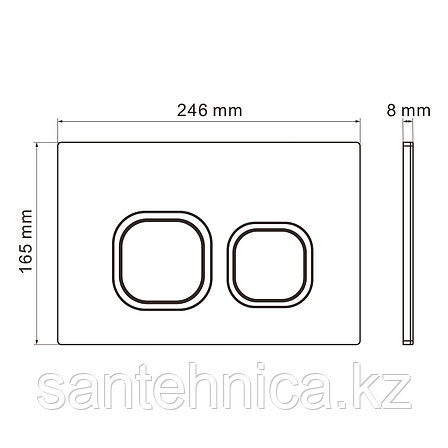 Кнопка смыва WAVE А2 универсальная ЧЕРНАЯ АБС квадратная, фото 2