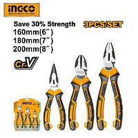 INGCO Набор шарнирно-губцевого инструмента с увеличенным рычагом INDUSTRIAL 3 предмета