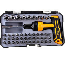 INGCO Отвертка реверсивная Т-образная с набором бит 47 шт INDUSTRIAL