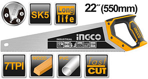 INGCO Ножовка по дереву INDUSTRIAL 550мм SK5 7TPI