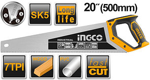 INGCO Ножовка по дереву INDUSTRIAL 500мм SK5 7TPI