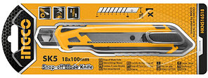 INGCO Нож строительный 18х100 мм/ в комплекте 1 лезвие SK5