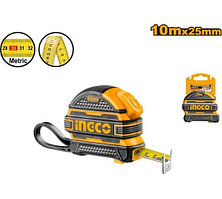 INGCO Рулетка измерительная 10м х 25мм/ ударопрочный обрезиненный корпус