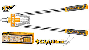 INGCO Заклепочник 420 мм/ Применимые заклёпки: 3.2, 4, 4.8 мм