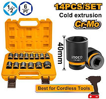 INGCO Набор головок ударных SUPER INDUSTRIAL 1/2" 14 шт