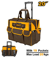 INGCO Сумка для инструментов на колесах INDUSTRIAL 20"/ max. нагрузка 20 кг/ 45х28х36 см