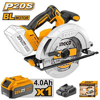 INGCO Пила дисковая аккумуляторная бесщеточная INDUSTRIAL 20W Li-Ion/ Ø 185 мм/ 1x4 Ач