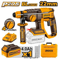 INGCO Перфоратор аккумуляторный бесщеточный INDUSTRIAL 20W Li-ion/ SDS-Plus/ 2.0 Дж/ 1x4 Ач