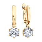 Серьги из золочёного серебра с фианитами SOKOLOV 93020649 серебро с позолотой, с английским замком, фото 2