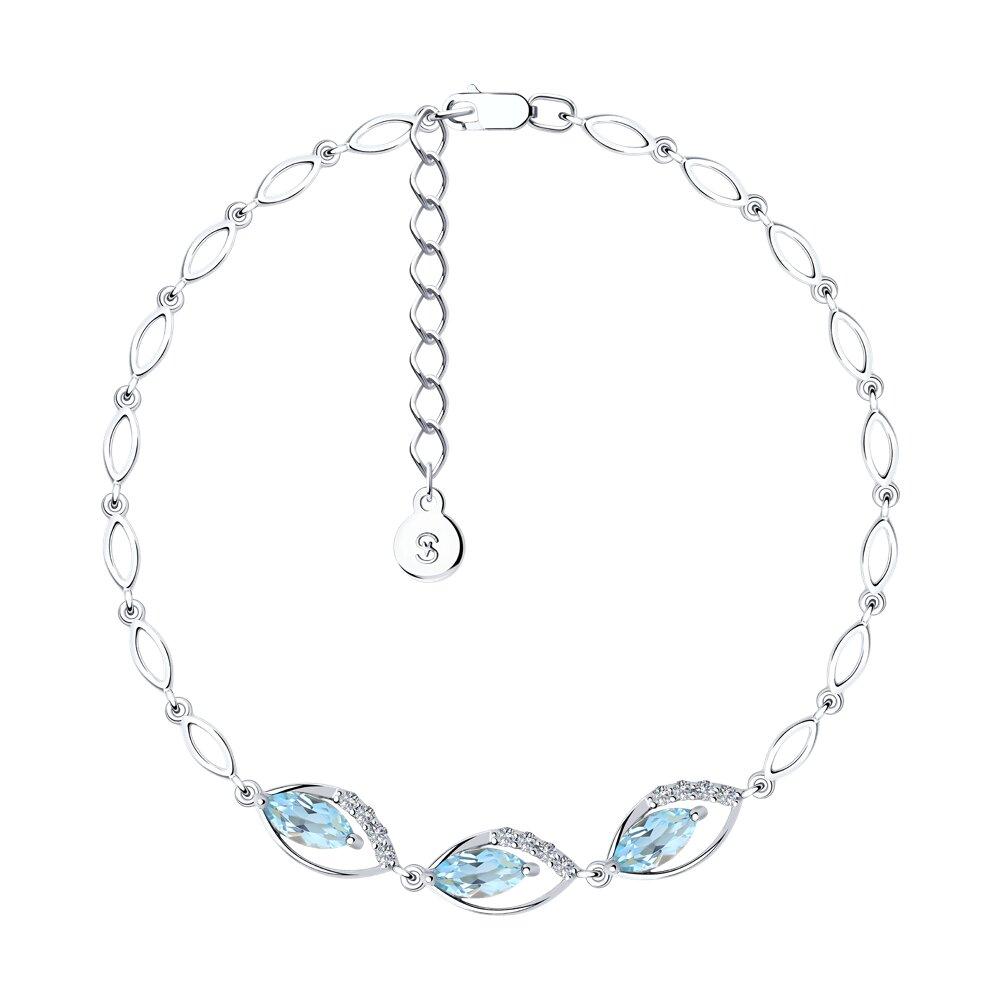 Браслет из серебра с топазами и фианитами SOKOLOV 92050091 серебро с родием, фото 1