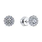 Серьги-пусеты из серебра с фианитами SOKOLOV 94021887 серебро с родием, продевки, фото 2