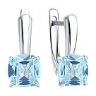 Серьги из серебра с голубыми топазами SOKOLOV 92021398 серебро с родием, с английским замком, фото 2