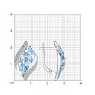 Серьги из серебра с голубыми топазами и фианитами SOKOLOV 92021509 серебро с родием, с английским замком, фото 5