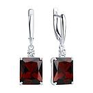 Серьги из серебра с красными ситаллами и фианитами SOKOLOV 92021425 серебро с родием, с английским замком, фото 2