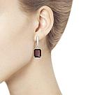 Серьги из серебра с красными ситаллами и фианитами SOKOLOV 92021425 серебро с родием, с английским замком, фото 6