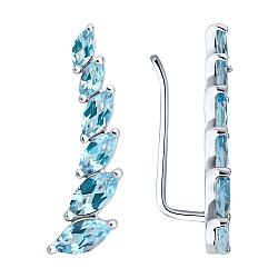 Серьги из серебра с топазами SOKOLOV 92021348 серебро с родием, с французким замком