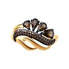 Кольцо из золочёного серебра с раухтопазами и фианитами SOKOLOV 92011420 серебро с позолотой, фото 2