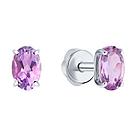 Серьги-пусеты из серебра с аметистами SOKOLOV 92021093 серебро с родием,, фото 2