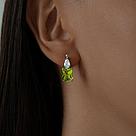 Серьги из серебра с зелеными ситаллами и фианитами SOKOLOV 92021414 серебро с родием, с английским замком, фото 2