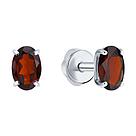 Серьги-пусеты из серебра с гранатами SOKOLOV 92021092 серебро с родием, продевки, фото 2