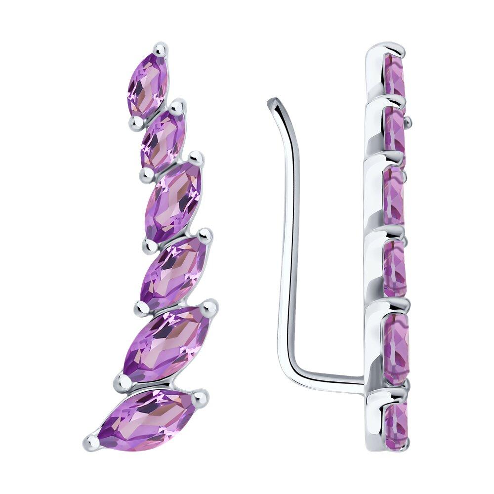 Серьги из серебра с аметистами  92021350  вставка  , без замка, фото 1