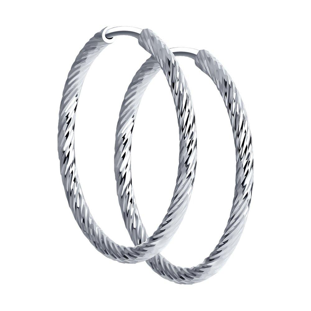 Серьги конго из серебра с алмазной гранью  94140001  коллекц. SKLV, фото 1