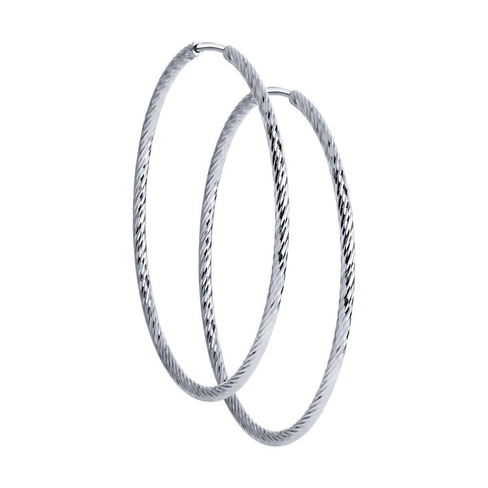 Серьги конго из серебра с алмазной гранью SOKOLOV 94140005 серебро с родием, фото 1