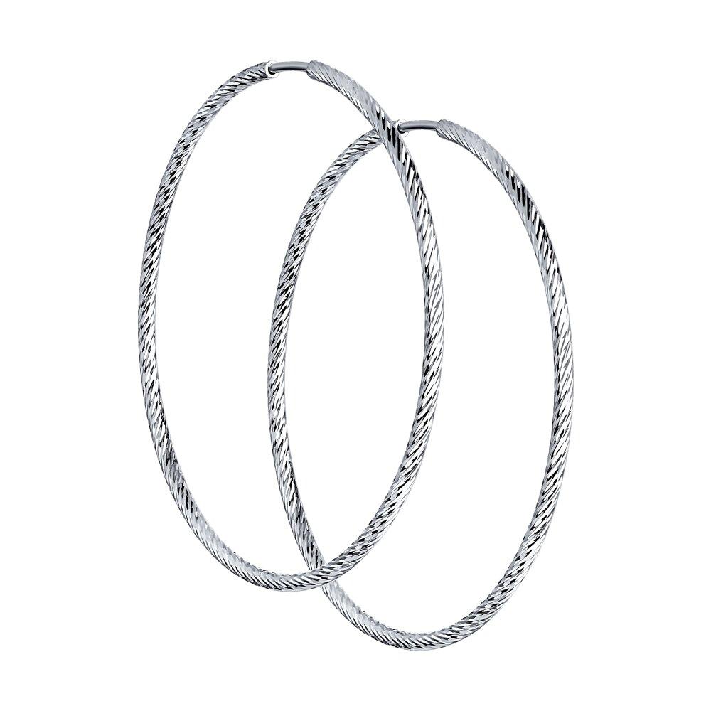 Серьги конго из серебра с алмазной гранью  94140006  коллекц. SKLV, фото 1