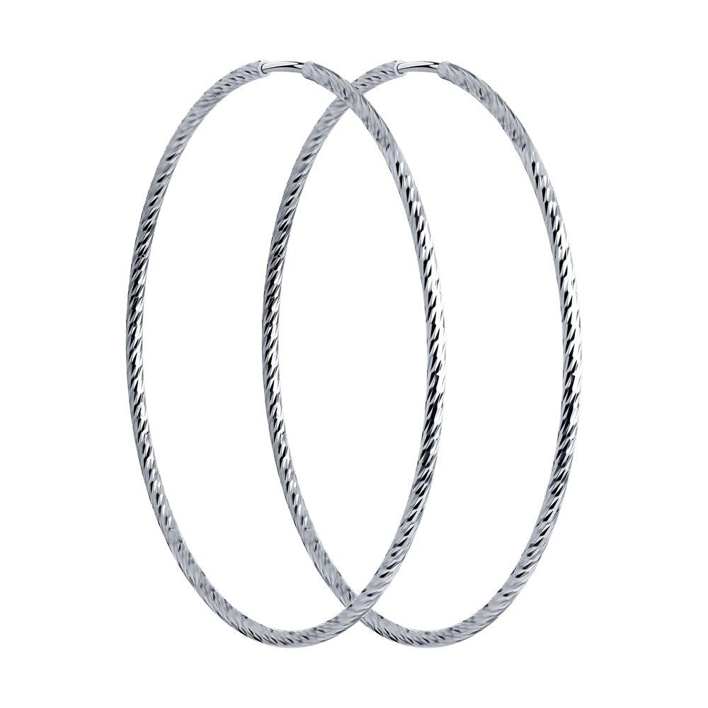 Серьги конго из серебра с алмазной гранью SOKOLOV 94140007 серебро с родием, фото 1