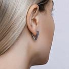 Серьги из серебра с чёрными фианитами SOKOLOV 94021381 серебро с родием, с английским замком, фото 2