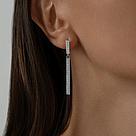 Серьги длинные из серебра с фианитами SOKOLOV 94021791 серебро с родием, с английским замком, фото 2