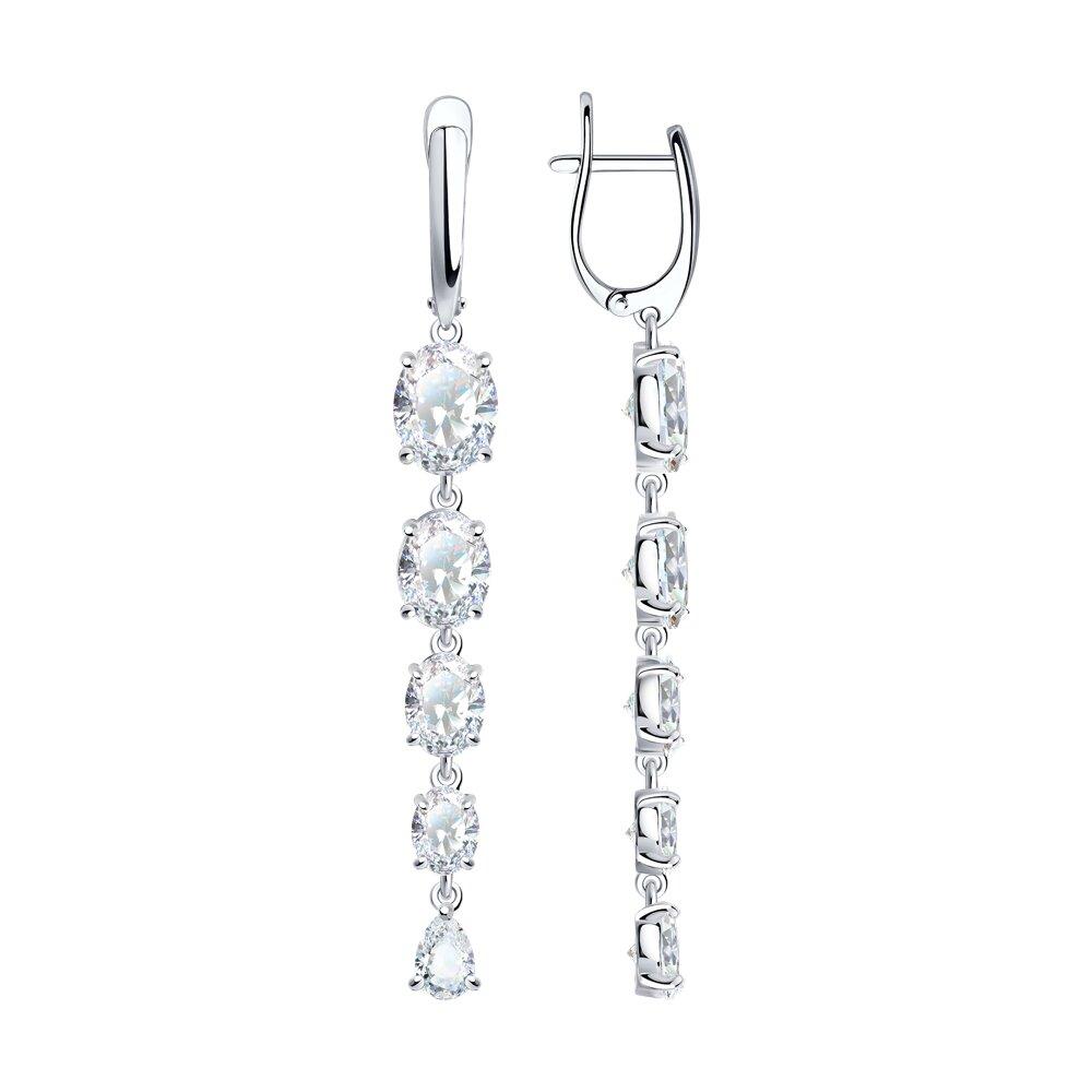 Серьги из серебра с фианитами SOKOLOV 94022079 серебро с родием, с английским замком, фото 1