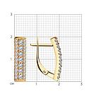 Серьги из золочёного серебра с фианитами SOKOLOV 93020479 серебро с позолотой, с английским замком, фото 5