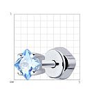 Серьги одиночные из серебра с голубым фианитом SOKOLOV 94170005 серебро с родием, продевки коллекц. SKLV, фото 4