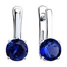 Серьги из серебра с синими корунд (синт.) SOKOLOV 88020061 серебро с родием, с английским замком, фото 2