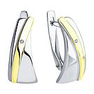 Серьги из серебра с бриллиантами SOKOLOV 87020024 серебро с родием, с английским замком, фото 2