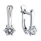 Серьги из серебра с фианитами SOKOLOV 94025264 серебро с родием, с английским замком, фото 2