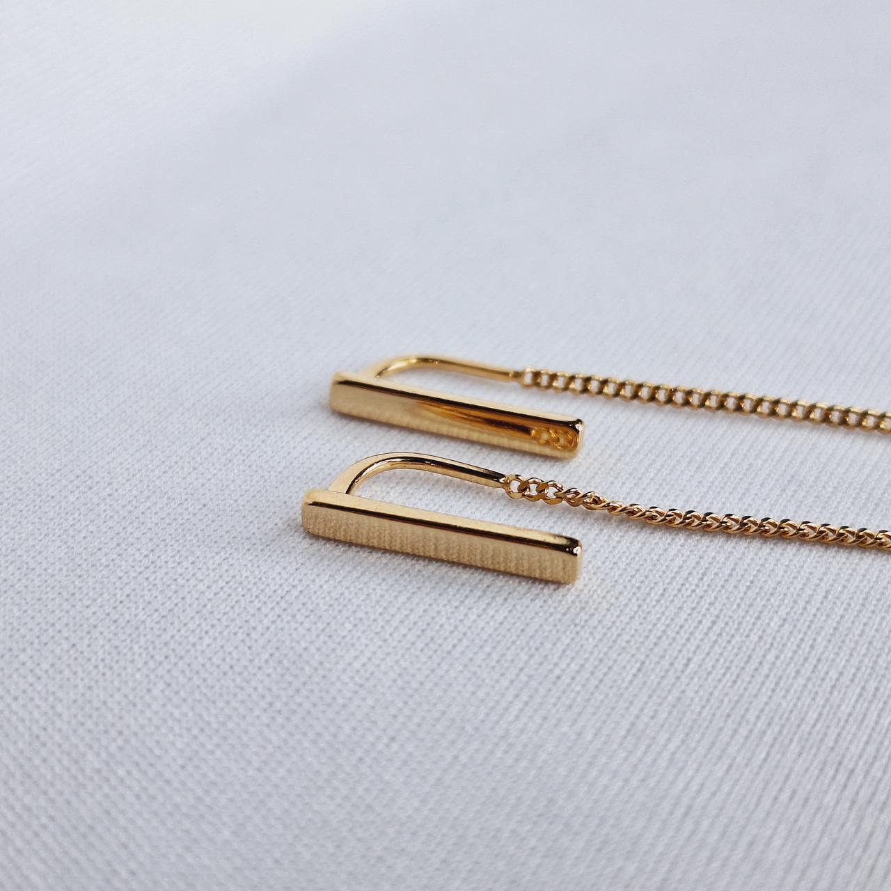 Серьги-продевки из серебра  Aquamarine 33748.6 серебро с позолотой, фото 1