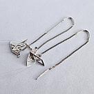 Серьги-продевки из серебра  Фианит Aquamarine 49442А.5 серебро с родием, фото 2