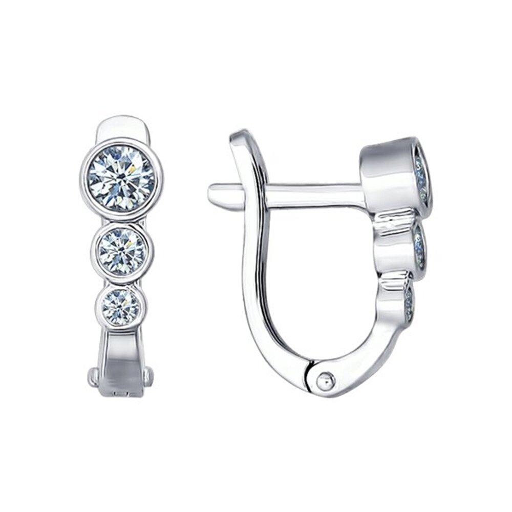Серьги из серебра с фианитами SOKOLOV 94021525 серебро с родием, с английским замком, фото 1