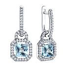 Серьги из серебра с топазами и фианитами SOKOLOV 92022830 серебро с родием, с английским замком, фото 2