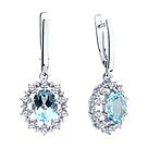 Серьги из серебра с топазами и фианитами Diamant 94-321-02042-1 серебро с родием, фото 2