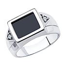 Кольцо из серебра с ониксом и фианитами Diamant 94-112-00491-1 серебро с родием, фото 4